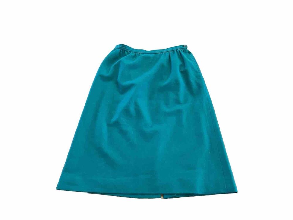 Vintage Pendleton Miss Womens Green 100% Virgin Wool Skirt Size 16